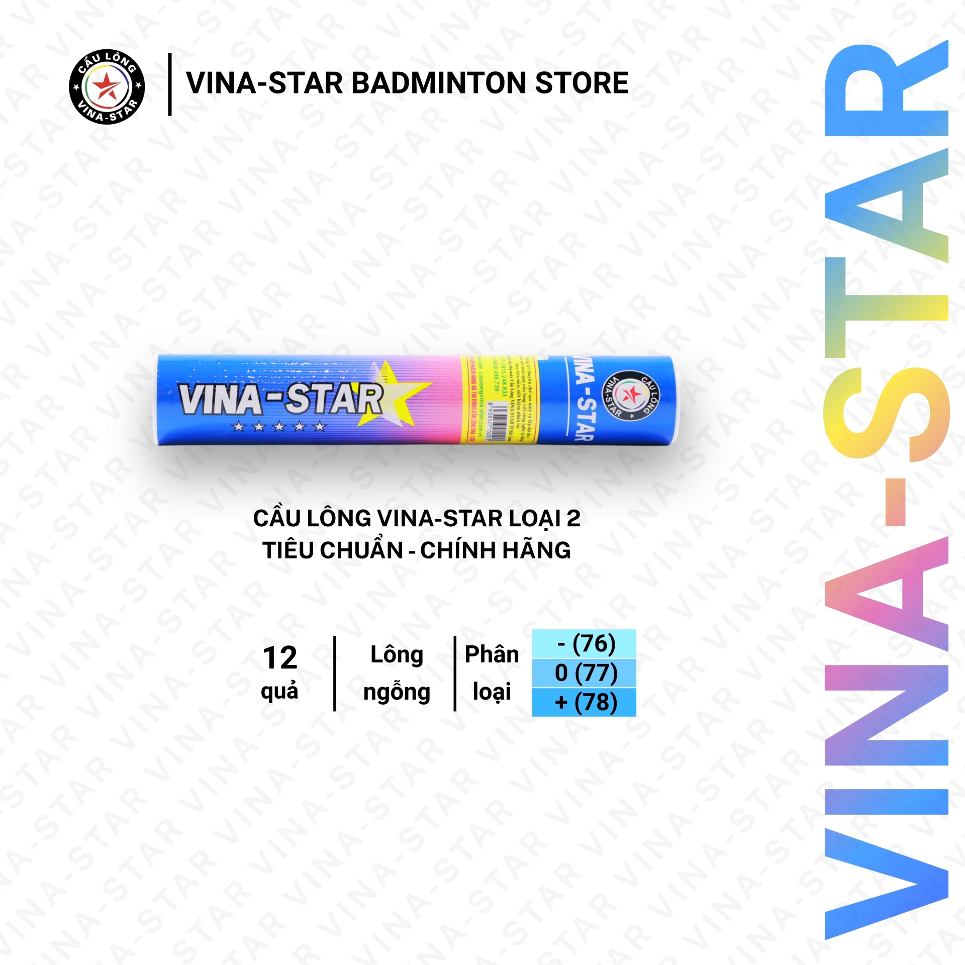 Cầu lông Vina-star - loại 2 - Vỏ Xanh